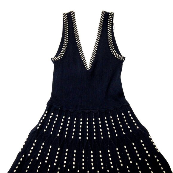 NWT Sandro Jasm in Marine Ribbed Stretch Knit Fi & Flare Tank Dress 36 / US 4 - Picture 4 of 10